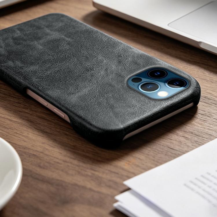 For iPhone 12 / 12 Pro Retro-skin Magnetic Vegan Leather Back Phone Case