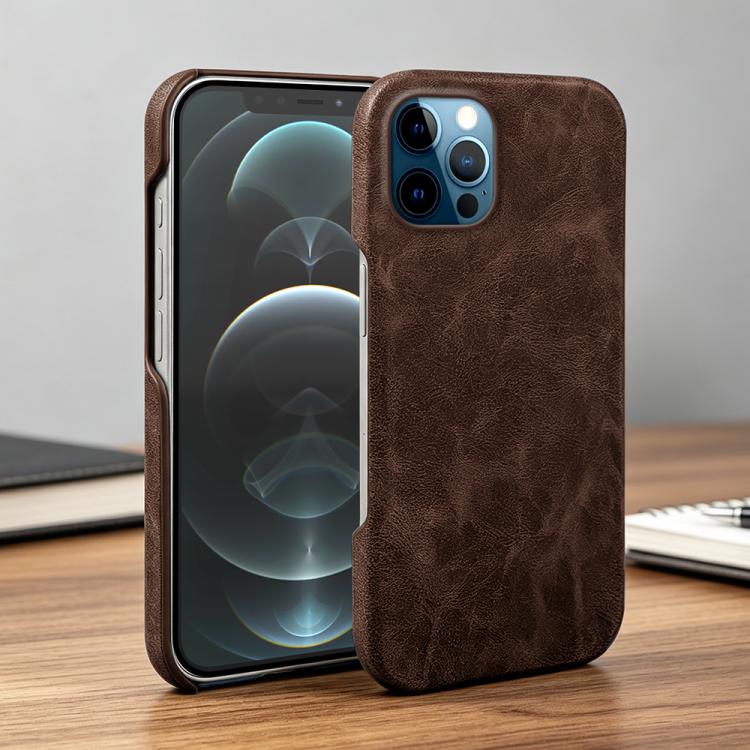 For iPhone 12 / 12 Pro Retro-skin Magnetic Vegan Leather Back Phone Case