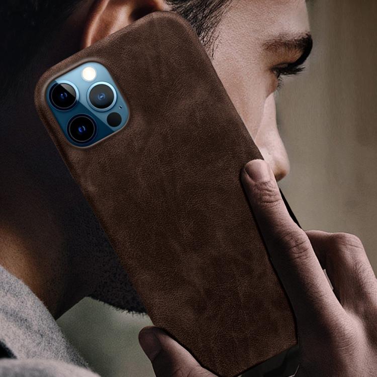 For iPhone 12 / 12 Pro Retro-skin Magnetic Vegan Leather Back Phone Case