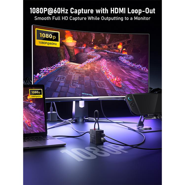 Lemorele AC12 Mini HDMI Capture Card, Type-C Low Latency Loopout Plug and Play