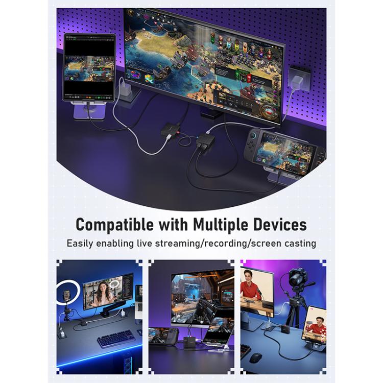 Lemorele AC12 Mini HDMI Capture Card, Type-C Low Latency Loopout Plug and Play