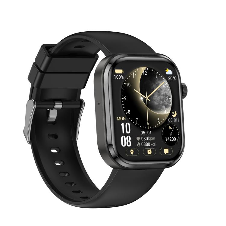 G47 1.83 inch HD Color Screen BT Calling Smart Watch Silicone Strap, Support Health Monitoring / HRV Function - Black