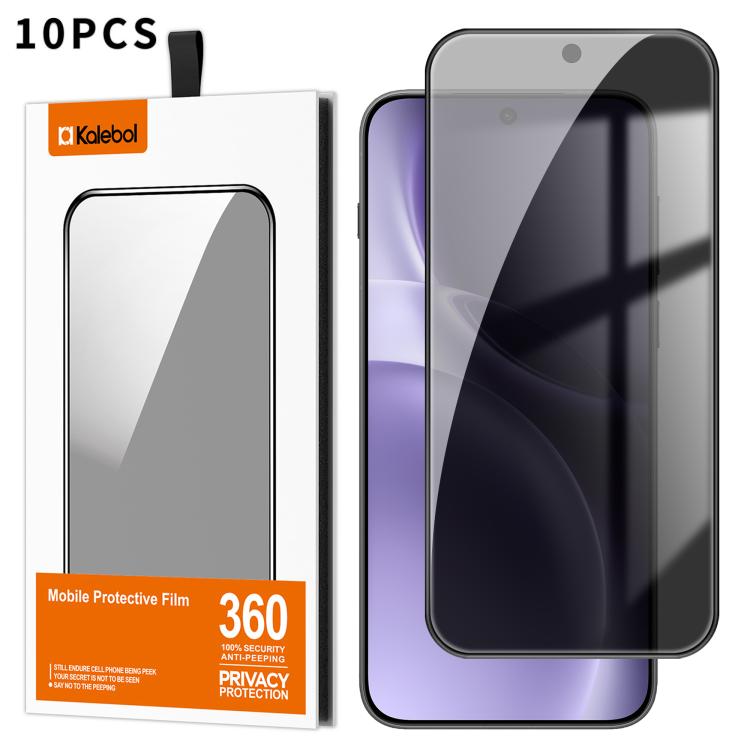 For vivo X300 Pro 10pcs Kalebol High-Aluminum Screen-Printed Full-Coverage Black-Border Privacy Tempered Glass Film