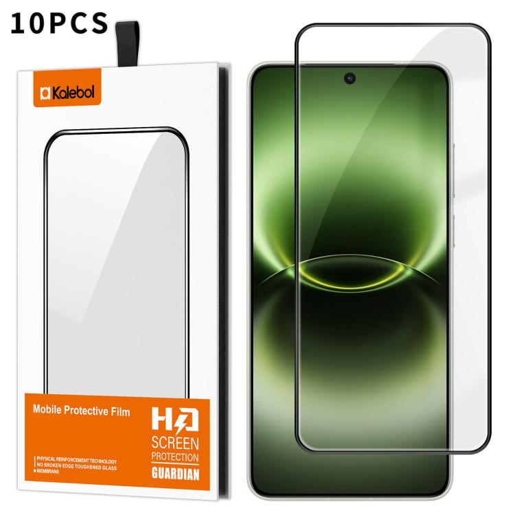 For vivo X300 Ultra 10pcs Kalebol High-Aluminum Screen-Printed Full-Coverage Anti-Fingerprint Black-Bordered HD Tempered Glass Film