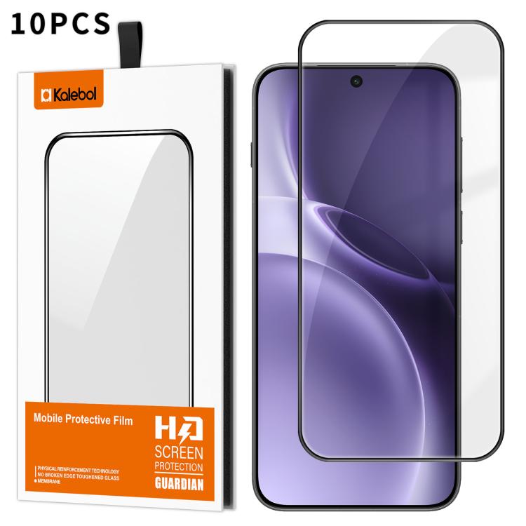 For vivo X300 Pro 10pcs Kalebol High-Aluminum Screen-Printed Full-Coverage Anti-Fingerprint Black-Bordered HD Tempered Glass Film