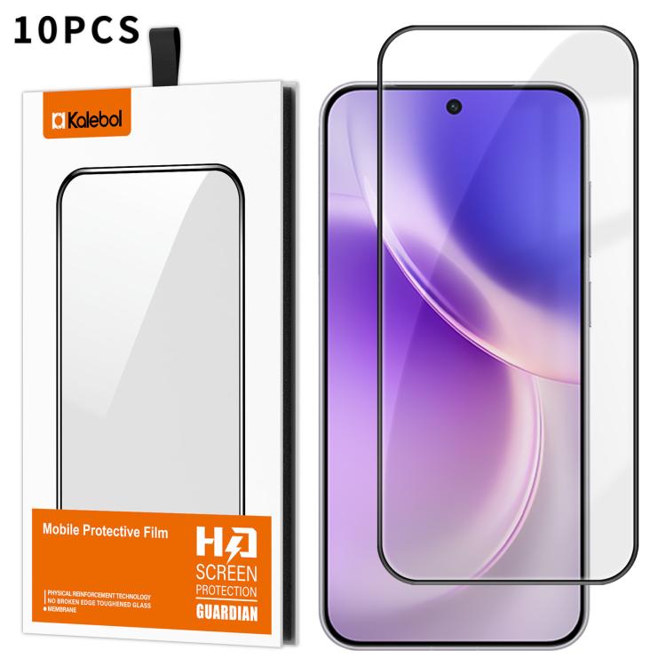 For vivo X300 10pcs Kalebol High-Aluminum Screen-Printed Full-Coverage Anti-Fingerprint Black-Bordered HD Tempered Glass Film
