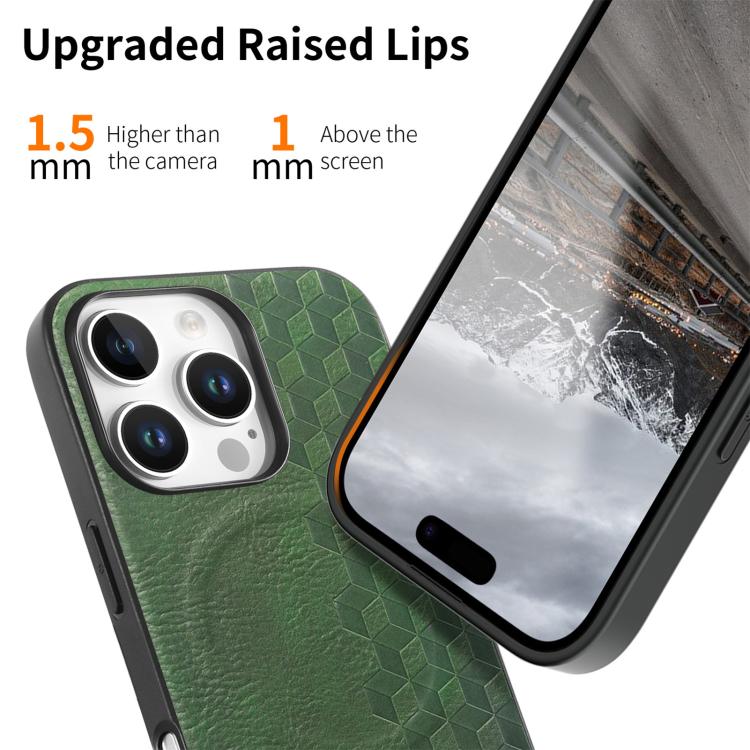 For iPhone 16 Pro 3D Grid Texture PU Magnetic Shockproof Phone Case