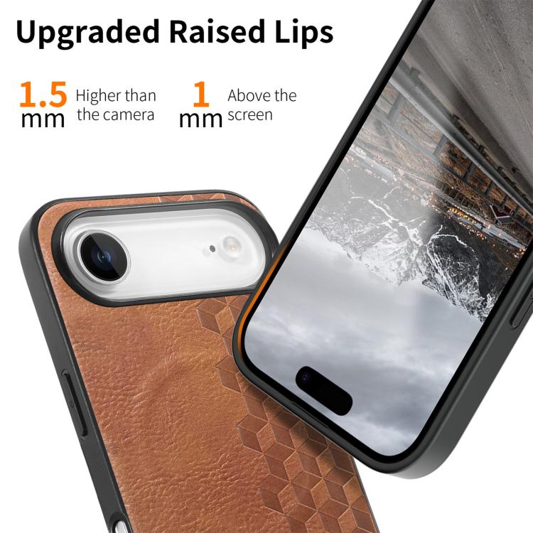 For iPhone Air 3D Grid Texture PU Magnetic Shockproof Phone Case