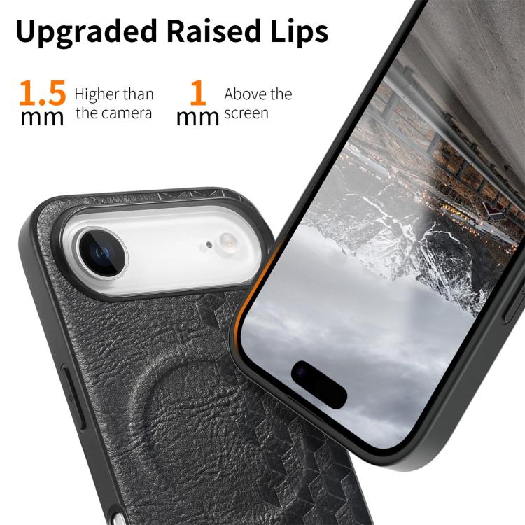 For iPhone Air 3D Grid Texture PU Magnetic Shockproof Phone Case