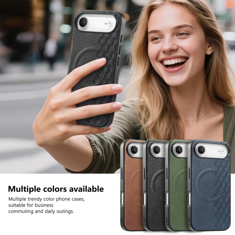 For iPhone Air 3D Grid Texture PU Magnetic Shockproof Phone Case