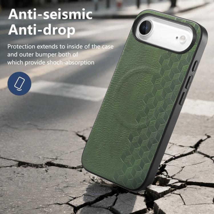 For iPhone Air 3D Grid Texture PU Magnetic Shockproof Phone Case