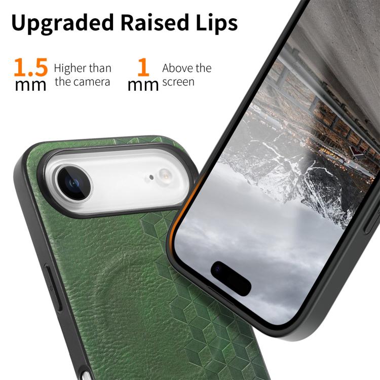 For iPhone Air 3D Grid Texture PU Magnetic Shockproof Phone Case