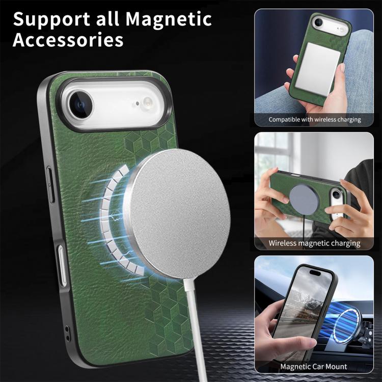 For iPhone Air 3D Grid Texture PU Magnetic Shockproof Phone Case