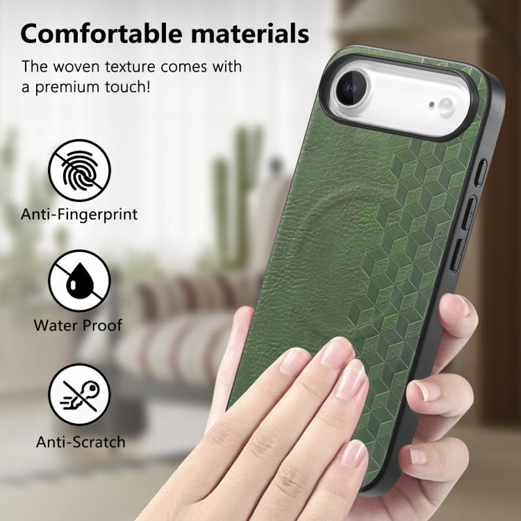 For iPhone Air 3D Grid Texture PU Magnetic Shockproof Phone Case