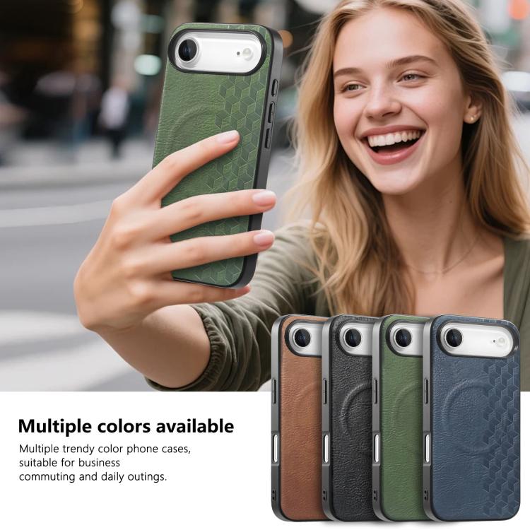 For iPhone Air 3D Grid Texture PU Magnetic Shockproof Phone Case