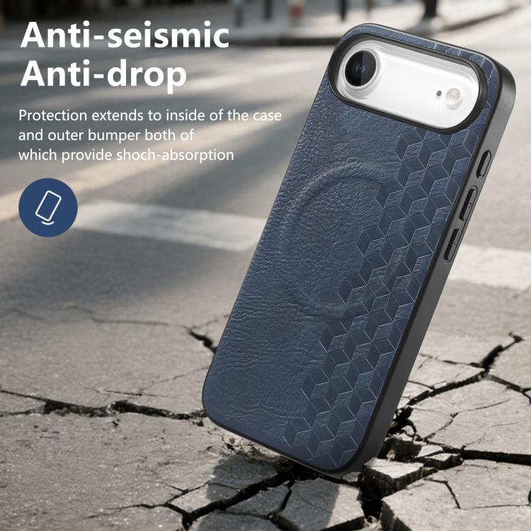 For iPhone Air 3D Grid Texture PU Magnetic Shockproof Phone Case