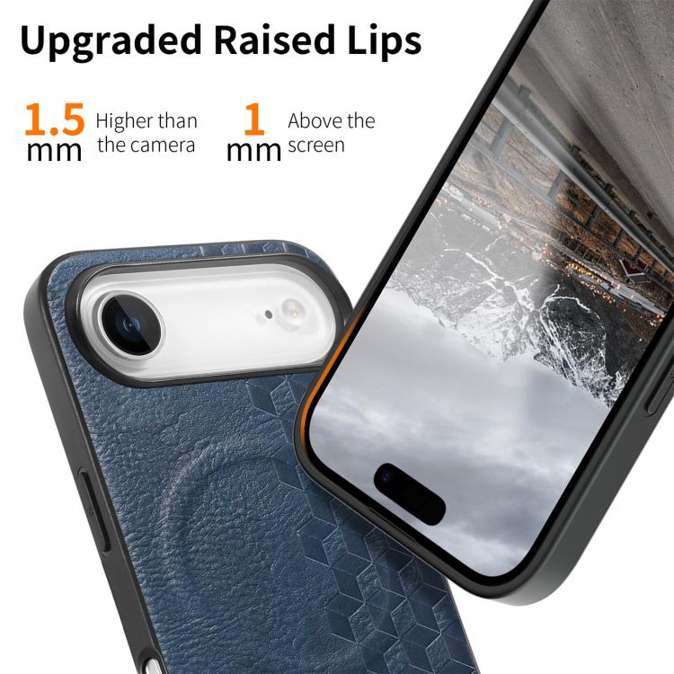 For iPhone Air 3D Grid Texture PU Magnetic Shockproof Phone Case