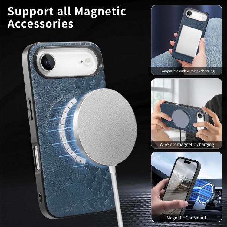 For iPhone Air 3D Grid Texture PU Magnetic Shockproof Phone Case