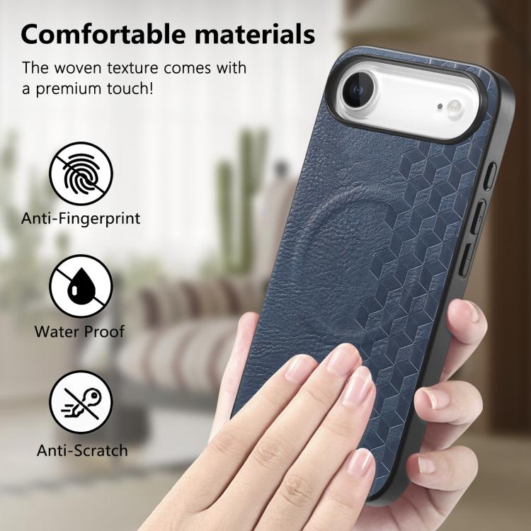 For iPhone Air 3D Grid Texture PU Magnetic Shockproof Phone Case