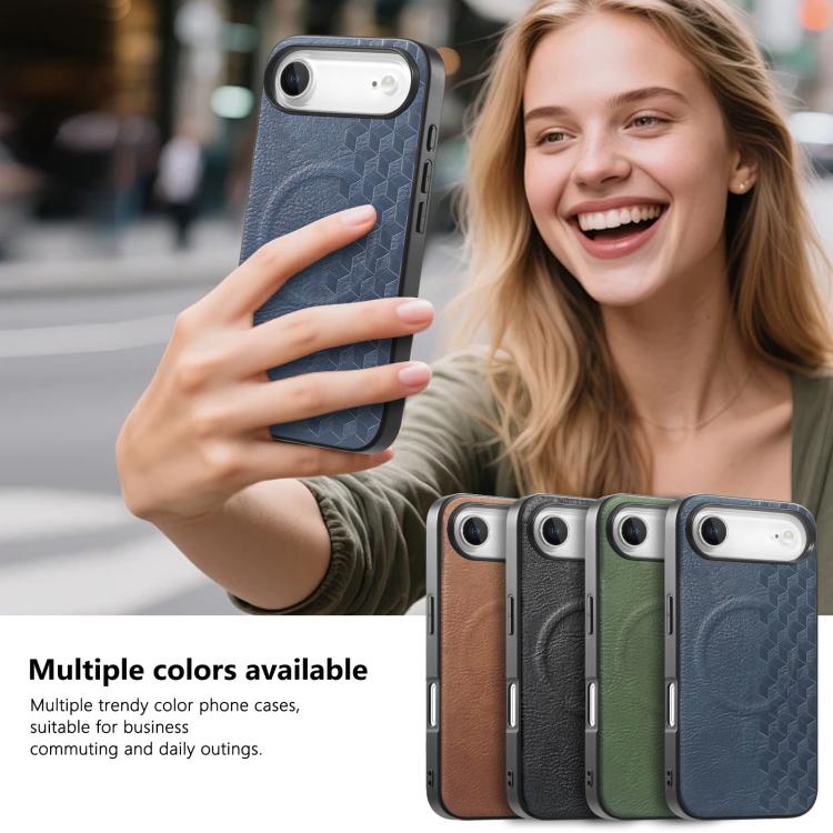 For iPhone Air 3D Grid Texture PU Magnetic Shockproof Phone Case