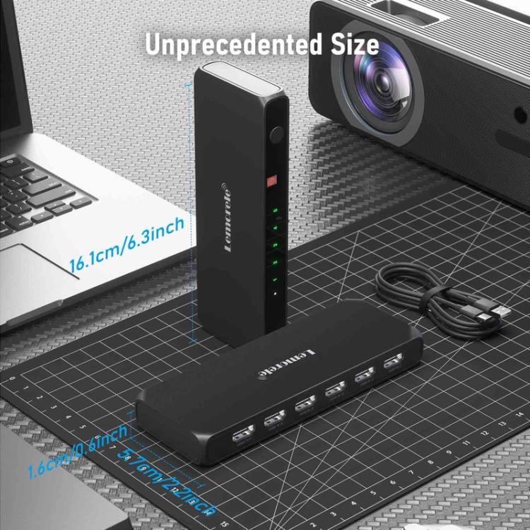 Lemorele G96 5 In 1 Out HDMI Switcher, 4K HD Video Switch with IR Remote For Gaming Consoles & Home Theater