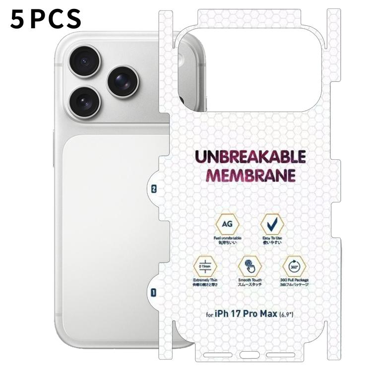 For iPhone 17 Pro Max 5pcs Diamond Invisible Back Frosted Full-Coverage Hydrogel Film