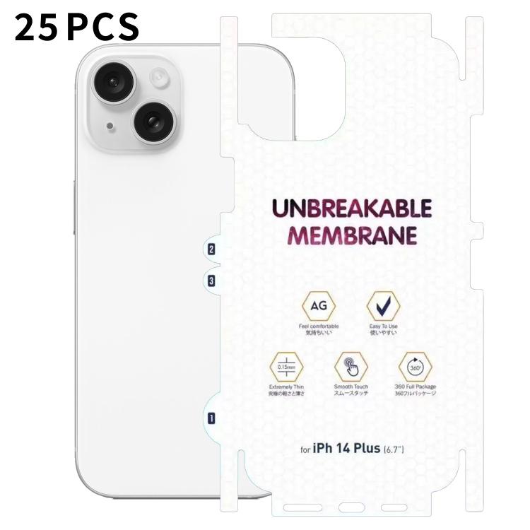 For iPhone 14 Plus 25pcs Diamond Invisible Back Frosted Full-Coverage Hydrogel Film