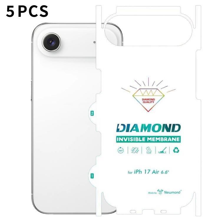 For iPhone Air 5pcs Diamond Invisible Back Transparent HD Full-Coverage Hydrogel Film