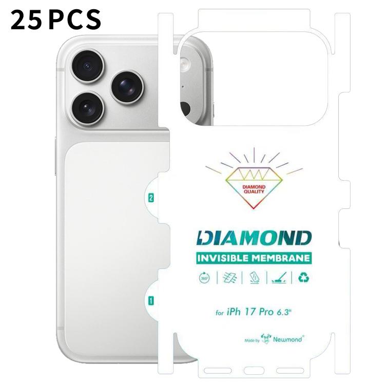 For iPhone 17 Pro 25pcs Diamond Invisible Back Transparent HD Full-Coverage Hydrogel Film