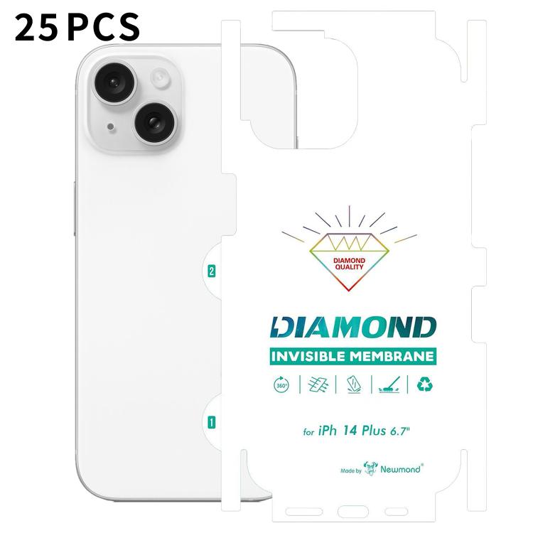 For iPhone 14 Plus 25pcs Diamond Invisible Back Transparent HD Full-Coverage Hydrogel Film
