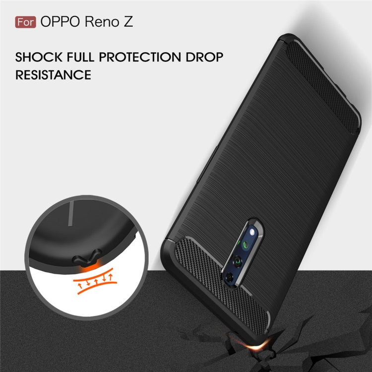 Brushed Texture Carbon Fiber TPU Case for OPPO Reno Z(Navy Blue)
