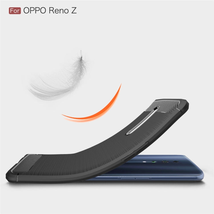 Brushed Texture Carbon Fiber TPU Case for OPPO Reno Z(Navy Blue)