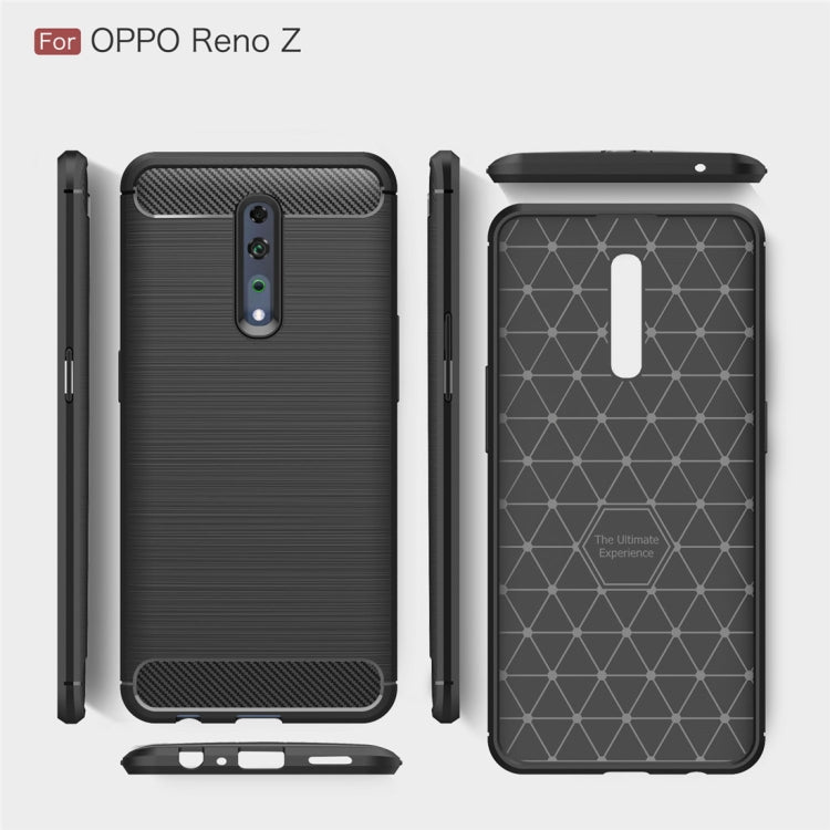 Brushed Texture Carbon Fiber TPU Case for OPPO Reno Z(Navy Blue)