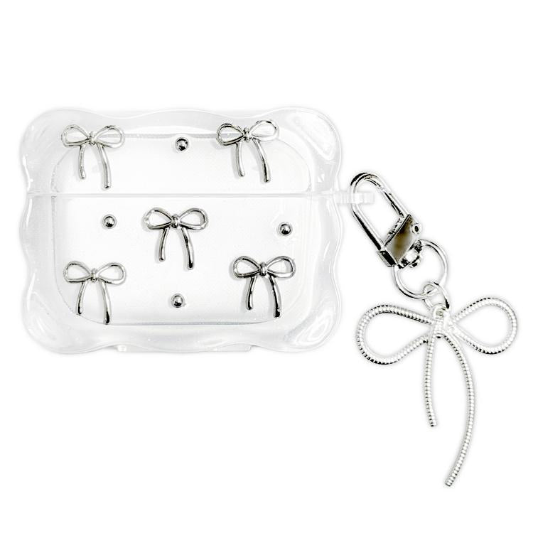For Airpods Pro / Pro 2 Girly Bow Wireless Bluetooth Earphone Case - Transparent