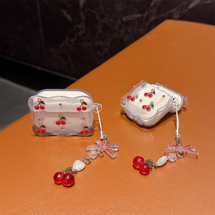 For Airpods 1 / 2 Girly Cherry Wireless Bluetooth Earphone Case - Transparent