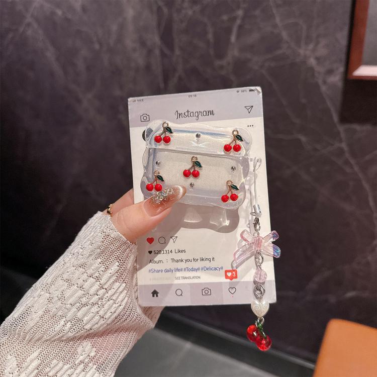 For Airpods 1 / 2 Girly Cherry Wireless Bluetooth Earphone Case - Transparent
