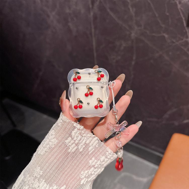 For Airpods 1 / 2 Girly Cherry Wireless Bluetooth Earphone Case - Transparent
