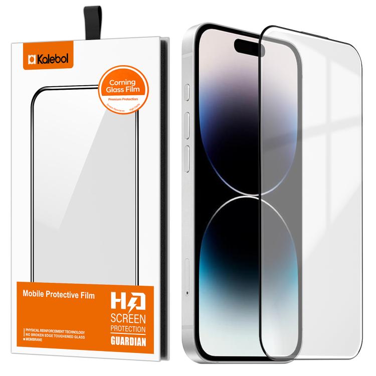 For iPhone 14 Pro Max Kalebol Corning Glass Screen Printed HD Super Strong Electroplated Tempered Glass Film
