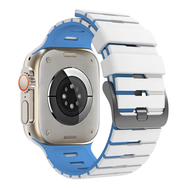 For Apple Watch 46mm / 49mm / 45mm / 44mm Piano Texture Two Color Silicone Watch Band