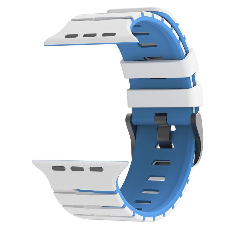 For Apple Watch 46mm / 49mm / 45mm / 44mm Piano Texture Two Color Silicone Watch Band