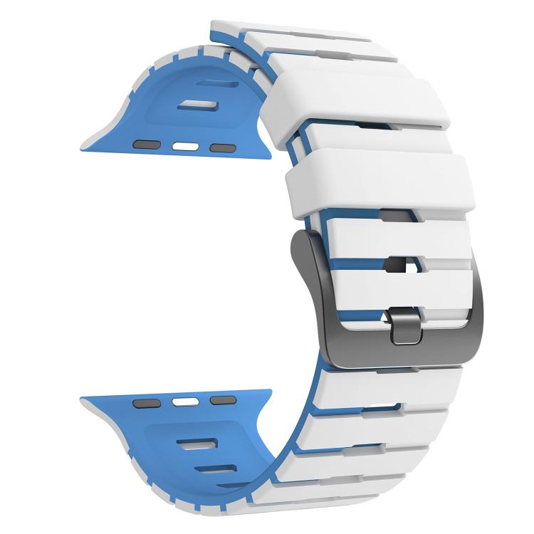 For Apple Watch 46mm / 49mm / 45mm / 44mm Piano Texture Two Color Silicone Watch Band