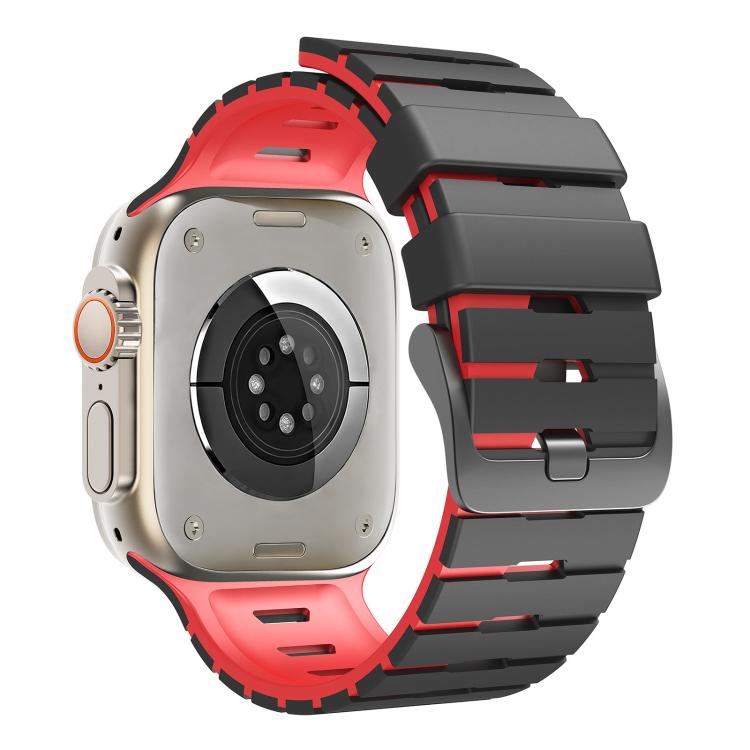 For Apple Watch 46mm / 49mm / 45mm / 44mm Piano Texture Two Color Silicone Watch Band