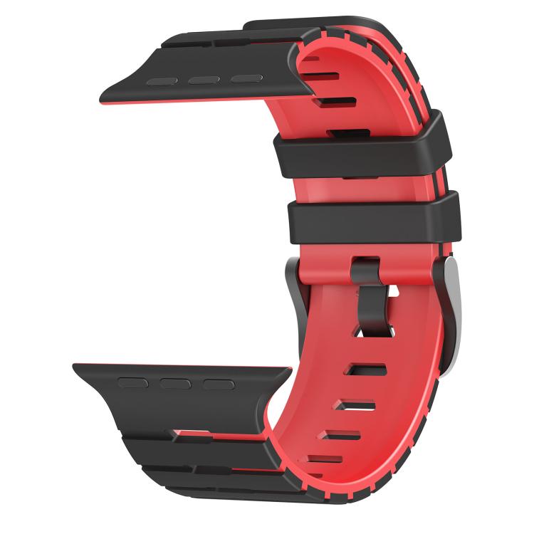 For Apple Watch 46mm / 49mm / 45mm / 44mm Piano Texture Two Color Silicone Watch Band