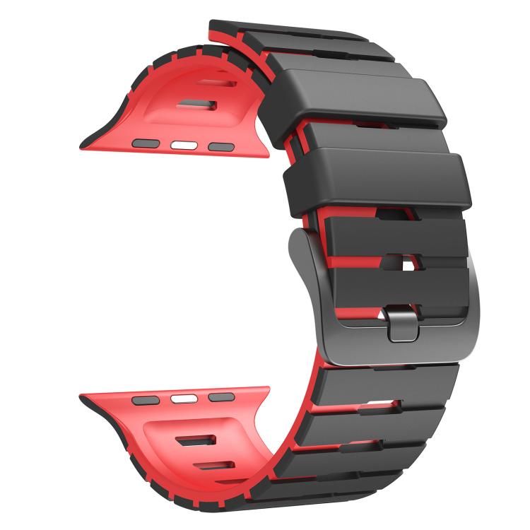 For Apple Watch 46mm / 49mm / 45mm / 44mm Piano Texture Two Color Silicone Watch Band