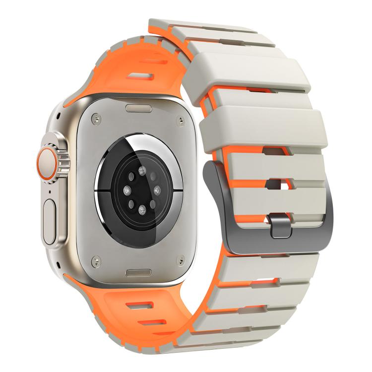 For Apple Watch 46mm / 49mm / 45mm / 44mm Piano Texture Two Color Silicone Watch Band