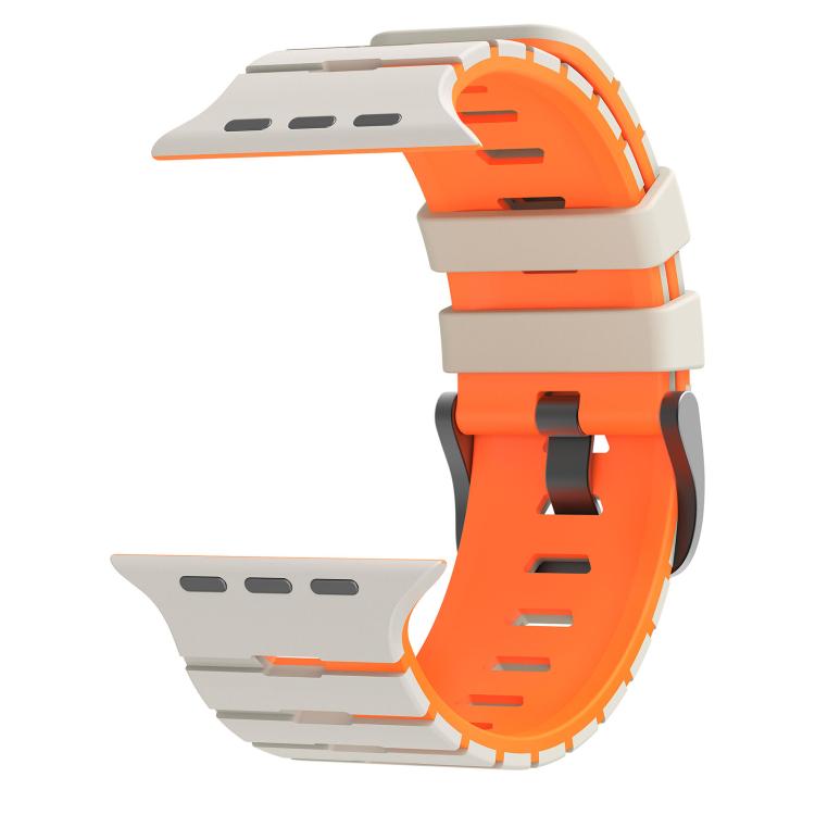 For Apple Watch 46mm / 49mm / 45mm / 44mm Piano Texture Two Color Silicone Watch Band