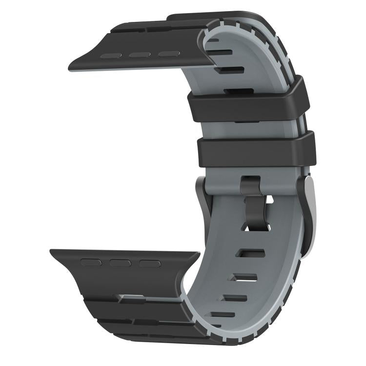 For Apple Watch 46mm / 49mm / 45mm / 44mm Piano Texture Two Color Silicone Watch Band