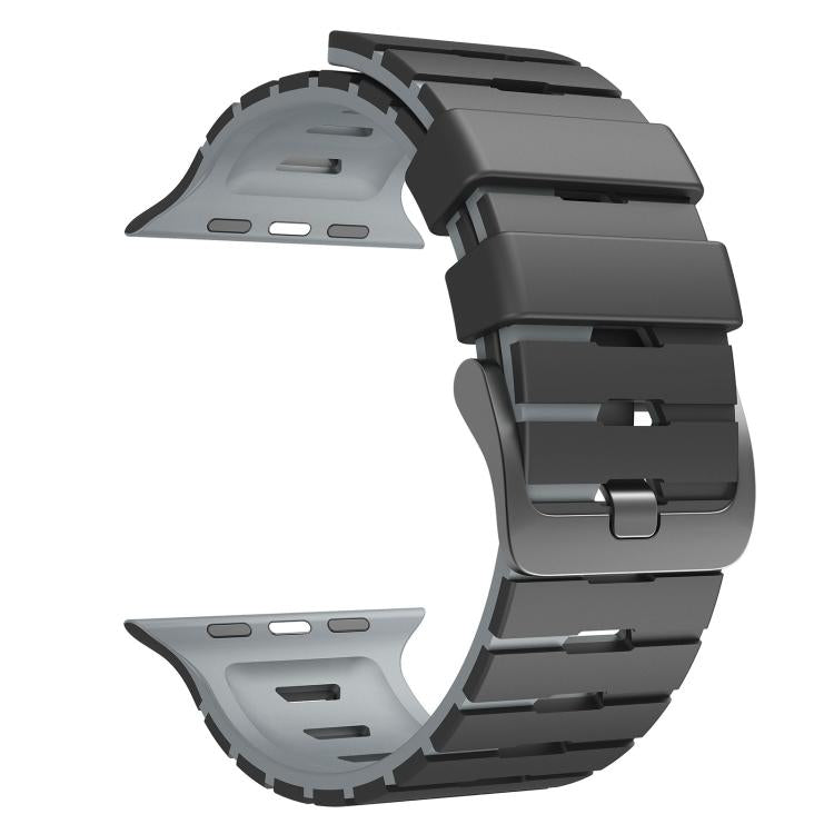 For Apple Watch 46mm / 49mm / 45mm / 44mm Piano Texture Two Color Silicone Watch Band