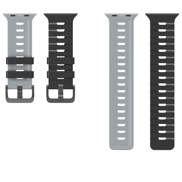 For Apple Watch 46mm / 49mm / 45mm / 44mm Piano Texture Two Color Silicone Watch Band