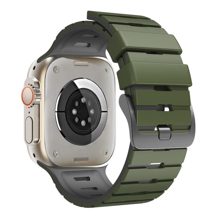 For Apple Watch 46mm / 49mm / 45mm / 44mm Piano Texture Two Color Silicone Watch Band